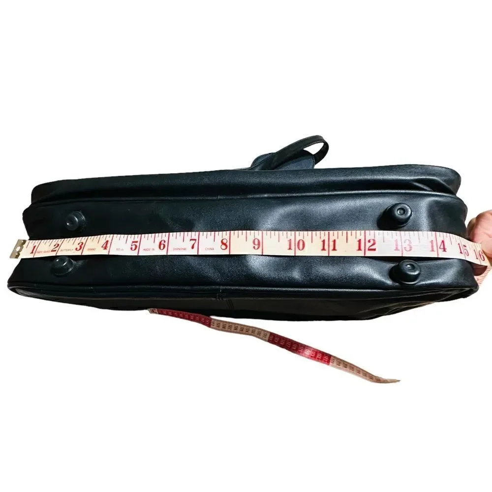 Pierre Cardin Black Leather Look Laptop Bag / brief case